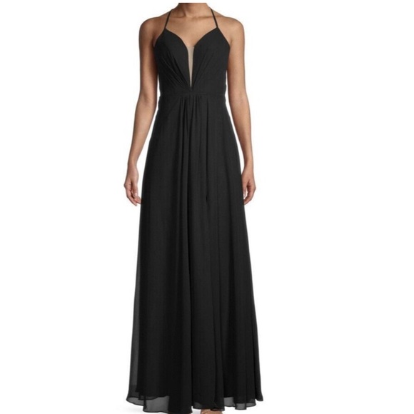 NWT Black Chiffon Rene Ruiz Gown - Picture 1 of 10